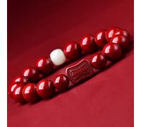 LMMSHA Feng Shui Bracelet,Feng Shui Bracelet Cinnabar Crystal Quartz Bracelet Red String Bracelet Good Luck Amulet Round Stretchy Beaded Bracelet Talisman Stone Vintage Crystal Bracelet Women