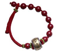 LMMSHA Feng Shui Bracelet,Feng Shui Bracelet Cinnabar Stone Bracelet Silver Amulet Red String Bracelet 8mm Crystal Beaded Bracelet Lucky Handmade Buddhist Bracelet Talisman for Wealth Unisex