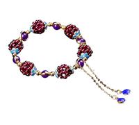 LMMSHA Feng Shui Bracelet,Feng Shui Bracelet Garnet Crystal Bracelet Birthstone Bracelet for Women Crystal Chakra Stones Bracelet Multi-Gem Quartz Crystal Talisman Attract Good Fortune(Purple)