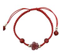 LMMSHA Feng Shui Bracelet,Feng Shui Bracelet Red String Bracelet Gemstone Bracelet Cinnabar Crystal Bracelet for Women Men Harmony Buckle/Donut Charm Crystal Chakra(Flower)