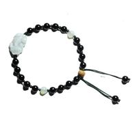 LMMSHA Feng Shui Bracelet,Feng Shui Fortune Obsidian Bracelet Strawberry Quartz Obsidian Jade Braided Bracelet Adjustable Couple Bracelet Amulet Attracts Wealth(Black)