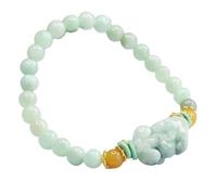 LMMSHA Feng Shui Bracelet,Feng Shui Jade Dragon Bracelet 6mm Jadeite Green Unisex Adult Bracelet
