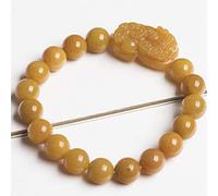 LMMSHA Feng Shui Bracelet,Feng Shui Wealth Bracelet Bracelet Carrying Ancient Coins Golden Silk Jade Bracelet Stretchy Bangle Yellow Jade Bracelet Women Men Talisman for Good Luck(10MM)