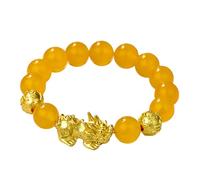 LMMSHA Feng Shui Bracelet,Feng Shui Wealth Bracelet Yellow Carnelian Bracelet Chakra Vietnamese Gold Agate Bracelet Mantra Spacer Amulet Wealth Building Luck Against Evil Spirits