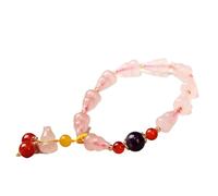 LMMSHA Feng Shui Bracelet,Feng Shui Wu Lou Bracelet Hu Lu Calabash Crystal Amulet Bracelet Rose Quartz Multi-Gemstone Chakra Stretch Bangle for Women Love Longevity Prosperity Money