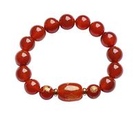 LMMSHA Feng Shui Bracelet, Gemstone Agate Bracelet 10mm Chakra Stone Beads Bracelet Chinese Animal Talisman Bracelet Feng Shui Bracelet for Women Men Amulet Wealth Good Fortune(Red,Snake)
