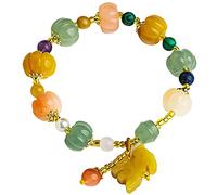 LMMSHA Feng Shui Bracelet, Gemstone Bracelet Golden Silk Jade Aventurine Bracelet Pendant Chakra Quartz Jewelry for Good Fortune Courageous Lucky and Wealth Unisex