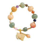 LMMSHA Feng Shui Bracelet,Jade Bracelet Feng Shui Wealth Bracelet Gobi Desert Yellow Jade Bangle Crystal Bracelet Antique Dragon Charm 7 Chakra Talisman Amulet Prosperity