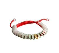 LMMSHA Feng Shui Bracelet, Jade Bracelet Level A FEI Cui Jade Bangle Feng Shui Wealth Bracelet Lucky Ancient Coins String Red Cord Amulet Crystal Bracelet Jade Donut Talisman Prosperity Luck Money