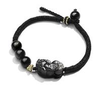 LMMSHA Feng Shui Bracelet,Obsidian Bracelet Feng Shui Wealth Bracelet Strawberry Quartz Charm Endless Love Knot Stone Bangle Chakra Balancing Gems Prosperity Money Windfall for Couples