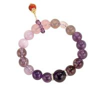 LMMSHA Feng Shui Bracelet,Purple Crystal Bracelet Feng Shui Wealth Bracelet Nine-Purple Fire Luck Amethyst Kunzite Lavender Jade Multi-Gem Chakra Balancing Quartz Bracelet Prosperity Talisman for