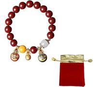 LMMSHA Feng Shui Bracelet, Red Cinnabar Beads Protection Dragon Beads Bracelet Jewellery Gifts Meaning to Attract Wealth and Good Luck