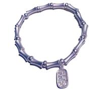 LMMSHA Feng Shui Bracelet, Silver Bracelet Feng Shui Bracelet Silver Charm Bracelet Auspicious Pendant Metal Chain Bangle Bracelet Wealth Amulet Good Luck Bracelet for Women Men,Pendant(Square Charm)