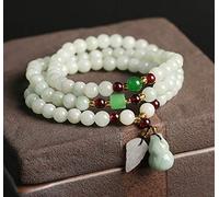 LMMSHA Feng Shui Wu Lou/Hulu Amulet Jade Bracelet Waxy FEI Cui Jade MultiGemstones Leaf Calabash Lucky Charm Healing Chakra Talisman Crystal Bracelet for Longeveity Wealth Good Luck/1967