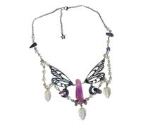 LMMSHA for Women Trendy Jewelry Dainty Handmade Natural Crystal Angel Necklace Butterfly Wing Pendant Necklaces Multi-Layer Tassels Choker Clavicle Chain