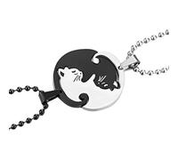 LMMSHA Girl Sterling Silver Heart Shape Puzzle Matching Women, Best Friend BFF Charm - Halloween Necklace, Jewelry, Black Cat For s