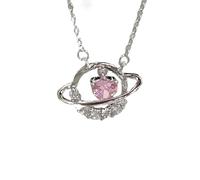 LMMSHA Girls Accessories Pendant For Women Jewelry Planet Necklace Luxury Love Cycle Pink Collar Chain Ring Star-T32 Birthday Thing