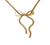 LMMSHA Girls Accessories Stainless Steel Bowknot Bow Snake Chain Pendant Necklace PVD Plated Collar Jewelry for Women-T97 Birthday Thing