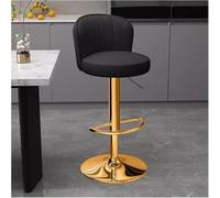 LMMSHA Gold Bar-Stool Adjustable Bar Stool Faux Leather Swivel Counter Height Bar-stools, Chairs with Back Stools(Black)