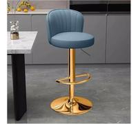 LMMSHA Gold Bar-Stool Adjustable Bar Stool Faux Leather Swivel Counter Height Bar-stools, Chairs with Back Stools(Blue)