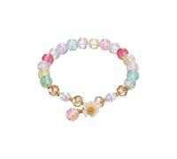 LMMSHA Gold Plated Jade Daisy Crystal Glass Bracelet for Women, Chinese Style Jade Bead Bracelet, Gifts for Family