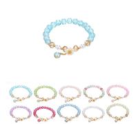 LMMSHA Gold Plated Jade Daisy Crystal Glass Bracelet for Women, Chinese Style Jade Bead Bracelet, Gifts for Family