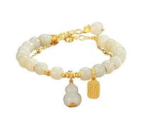 LMMSHA Guofeng Silver Gourd Bracelet Female Hetian Yu Fulu Hand String