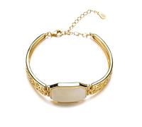 LMMSHA Hetian Jade No Matter Card Bracelet Female Silver Hollow out Pattern Bracelet