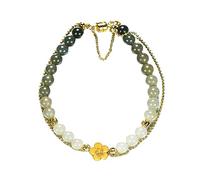 LMMSHA Hetian Jade Peach Blossom DoubleLayer Silver Bracelet Female National Wind Flower Hand Ornaments