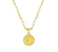 LMMSHA Initial Necklaces Women, Necklace Vintage Stainless Steel Round with Letter A-Z Pendant Cable Jewelry for Birthday Party