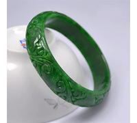 LMMSHA Jade Bangle Green Emerald HandCarved Exquisite Amulet Bracelet Women Jewelry Grade Jadeite Bangle (Gem Color : 6062mm)