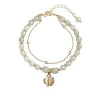 LMMSHA Jade Butterfly Crystal Glass Bracelet for Women Tulip Crystal Bracelet Chinese Style Jade Bead Bracelet Gifts