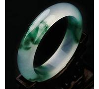 LMMSHA Ladies Jade Bangle, Natural Green Floating Flower, Quartzite, Fine Beauty