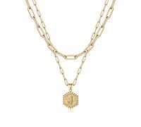 LMMSHA Layered Initial Necklace 14K Solid Over Letter Paperclip Link Chain Necklaces Gold Jewelry s for Mom Women Teen Girls,