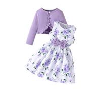 LMMSHA Little with Cardigan Sets 2PCS Girls Floral Dresses Kids Long Sleeve Coat Clothes for 2-12 Years