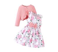 LMMSHA Little with Cardigan Sets 2PCS Girls Floral Dresses Kids Long Sleeve Coat Clothes for 2-12 Years