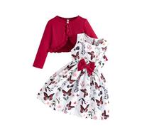LMMSHA Little with Cardigan Sets 2PCS Girls Floral Dresses Kids Long Sleeve Coat Clothes for 2-12 Years