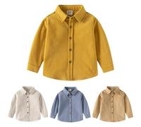 LMMSHA Long Sleeve Top Corduroy Little Boy's Button Down Shirt Kids Causal Shirts for 2-9 Years Regular Fit