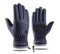 LMMSHA Men Winter Outdoor Cycling and Velvet Full-Finger Touch Screen Driving Gloves