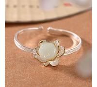 LMMSHA Natural Hetian White Chalcedony Bracelet Style Creative Ancient Charm Women Adjustable Jewelry (Gem Color : White)
