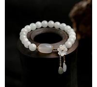 LMMSHA Natural Jade Emerald Agate Beads Bracelet Adjustable Bangle Charm Jewelry Water Drop Shell Flower Pendant Bracelet Woman