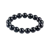 LMMSHA Natural Obsidian Bracelet for Men and Women, Ebony Bright Crystal Round Gemstone Beads Strings, Gifts 10mm