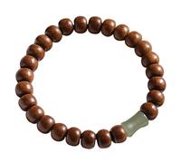 LMMSHA Natural Wood Bracelet Hetian Nephrite Jade Chakra Crystal Bracelet Spiritual Mala Beads Feng Shui Wealth Bracelet Quartz Bracelet Antique Vacation Jewelry for Wisdom Money,6 * 8,18cm/1983