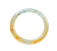 LMMSHA Natural Yellow Jadeite Bangle Bracelet for Women, Handmade Ice Seed Round Strip Jadeite Bracelet, Gift Inner Diameter 6364mm