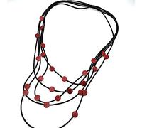 LMMSHA Necklace for Women Chain Pendant Men Handmade Necklaces 5 Chains Color Red Purple Long Leather Luxury