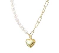 LMMSHA Necklaces Boutique Pendant Elegant Love Pearl Asymmetric Cfor Women Fashion Party Choker Jewelry The for Women/Silver Color