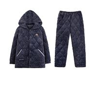 LMMSHA Pijamas de Invierno para Hombre, Chaqueta Acolchada Engrosada de Tres Capas, Conjunto de Servicio a Domicilio de Lana Coral