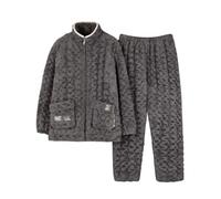 LMMSHA Pijamas De Lana Coral para Hombre, Chaqueta Acolchada De Algodón De Tres Capas De Terciopelo Engrosado, Traje, Servicio A Domicilio De Invierno