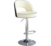 LMMSHA PU Leather Adjustable Swivel Bar Stool 2er Set Kitchen Stools with Backs Black Silver Metal Dining Island Chair(White,62-82cmSilver Legs)