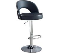 LMMSHA PU Leather Adjustable Swivel Bar Stool 2er Set Kitchen Stools with Backs Black Silver Metal Dining Island Chair(Black,62-82cmSilver Legs)